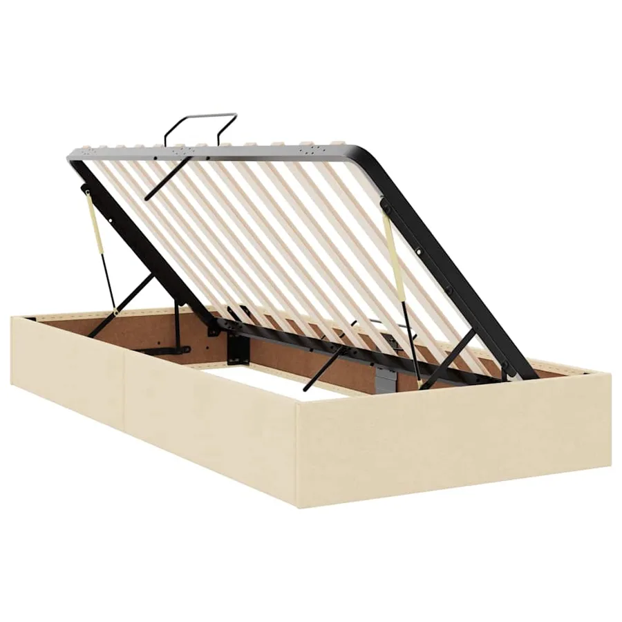 Lit de rangement LED avec matelas Crème 90 x 190 cm Tissu - 7