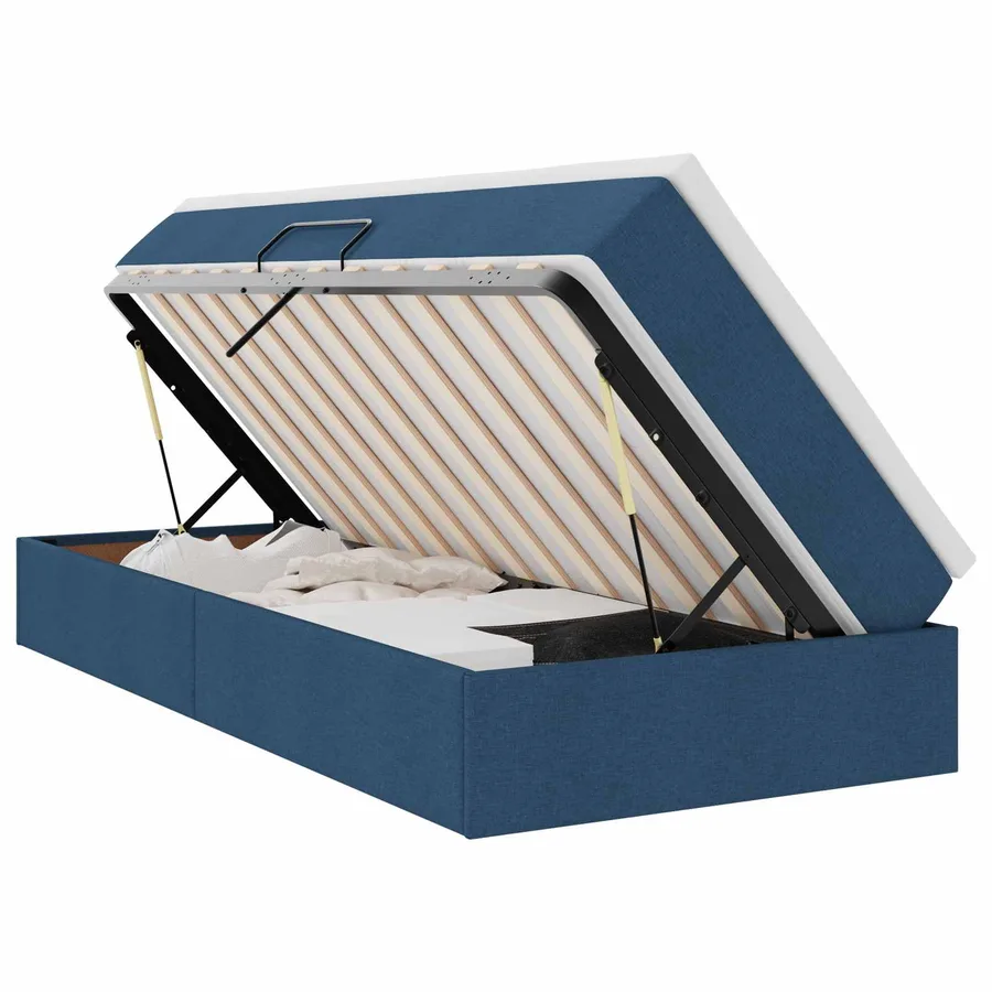 Lit avec rangement et matelas Bleu 90 x 190 cm Polyester - 2