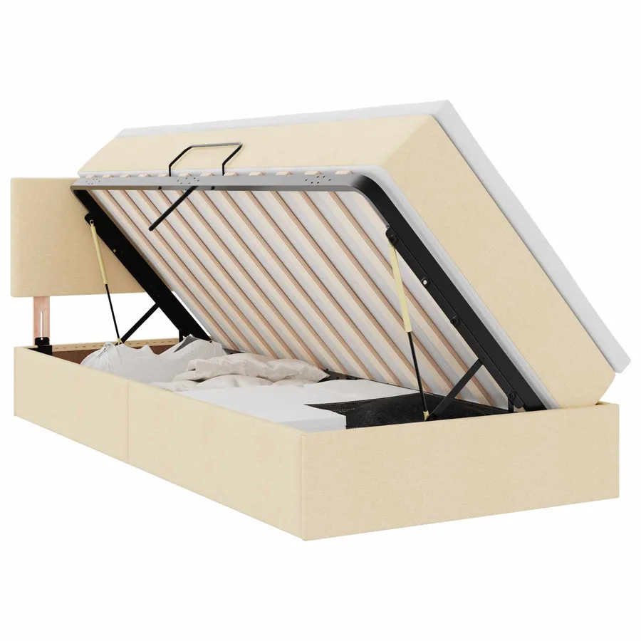 Lit avec rangement et matelas avec matelas Crème 90 x 190 cm - 2