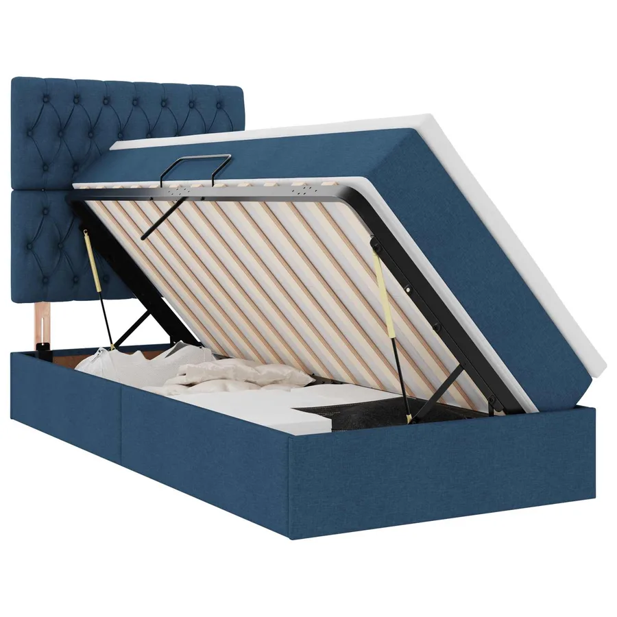 Lit de rangement LED avec matelas Bleu 90 x 190 cm Tissu - 2