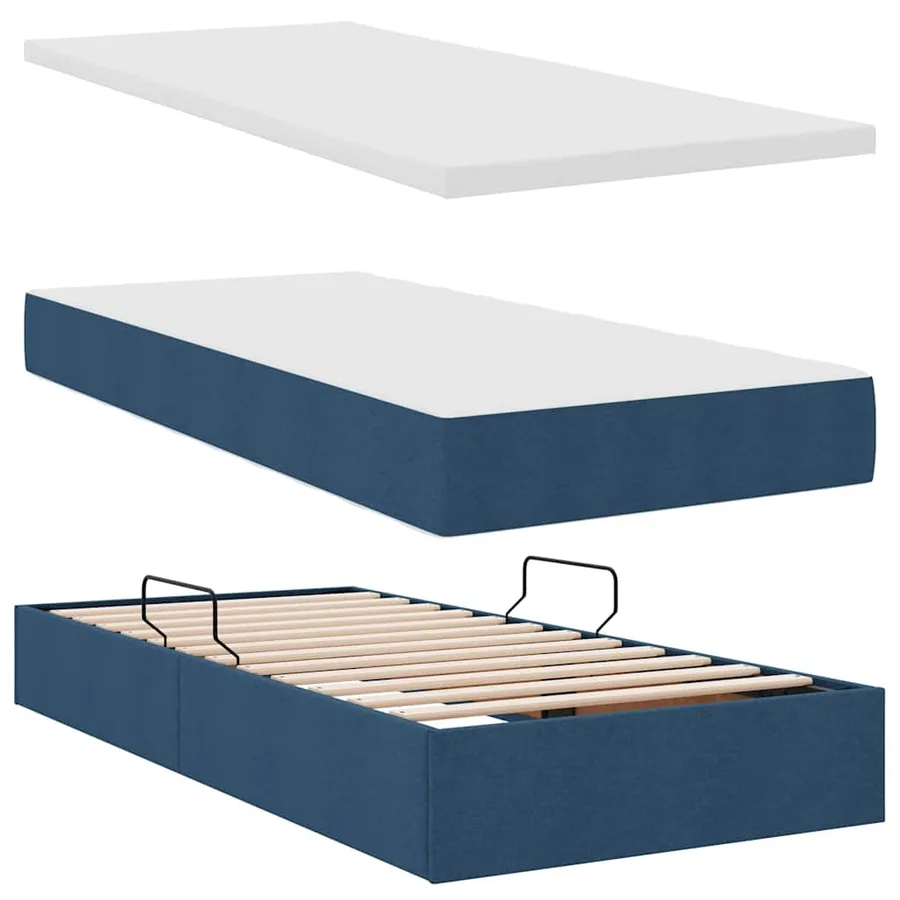 Lit de rangement LED avec matelas Bleu 90 x 190 cm Tissu - 9