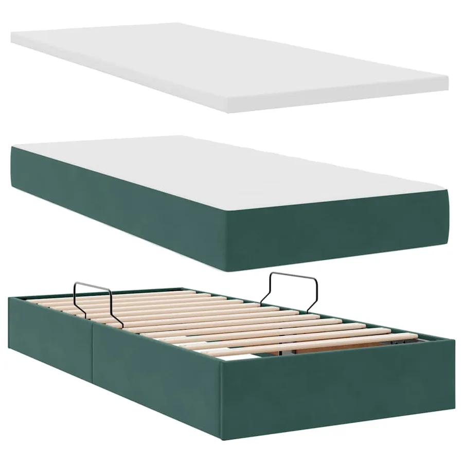 Lit de rangement LED avec matelas Vert foncé 90 x 190 cm - 9