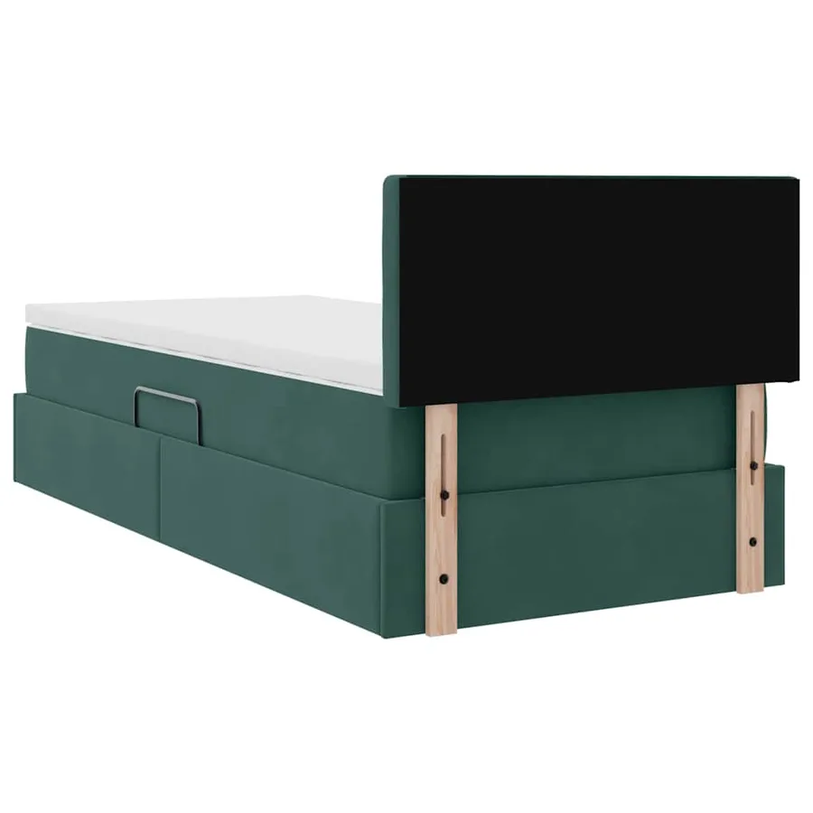 Lit de Rangement avec matelas Vert foncé 90 x 190 cm Velours - 11