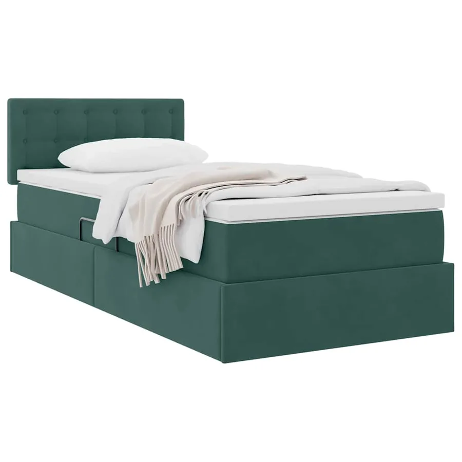 Lit de Rangement avec matelas Vert foncé 90 x 190 cm Velours - 3