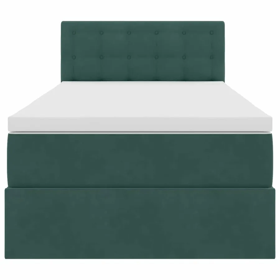 Lit de Rangement avec matelas Vert foncé 90 x 190 cm Velours - 7