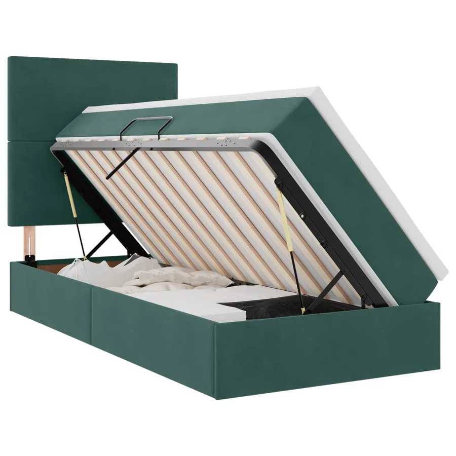 Lit de rangement LED avec matelas Vert foncé 90 x 190 cm - 2