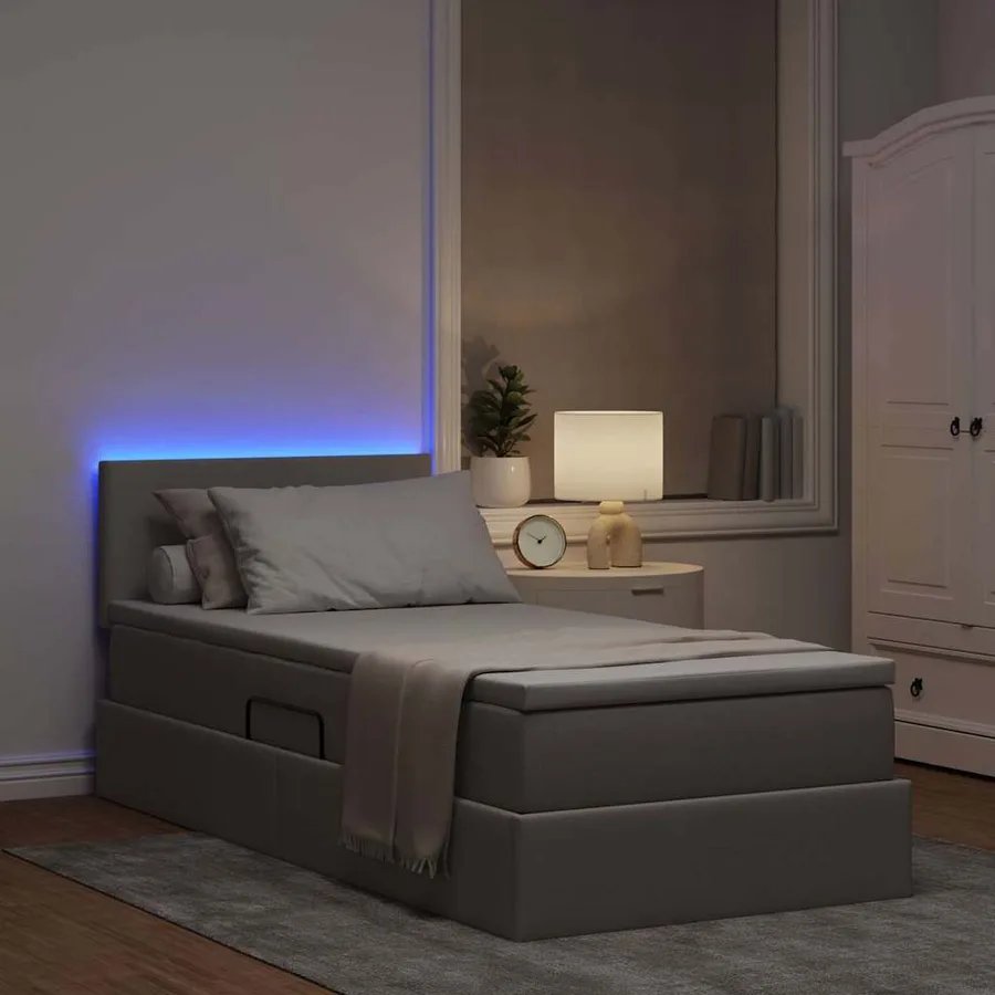 Lit de rangement LED avec matelas Taupe 90 x 200 cm Tissu - 5