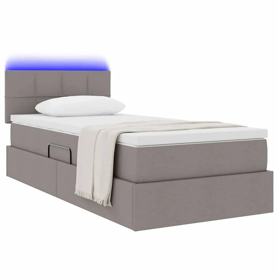 Lit de rangement LED avec matelas Taupe 90 x 200 cm Tissu - 3