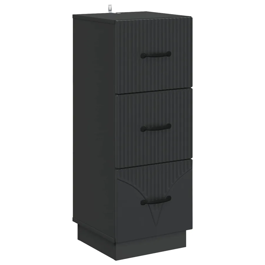 Armoire à tiroirs Noir 33 x 34,5 x 87 cm Bois d'ingénierie - 2