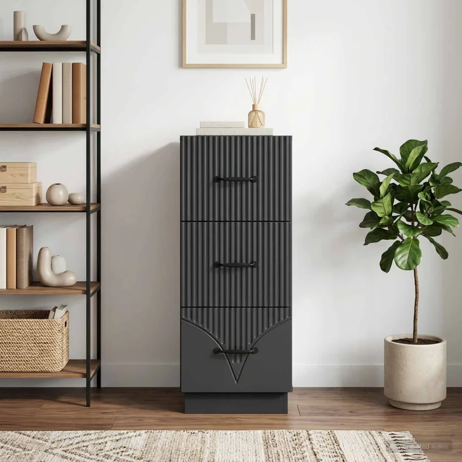 Armoire à tiroirs Noir 33 x 34,5 x 87 cm Bois d'ingénierie - 5
