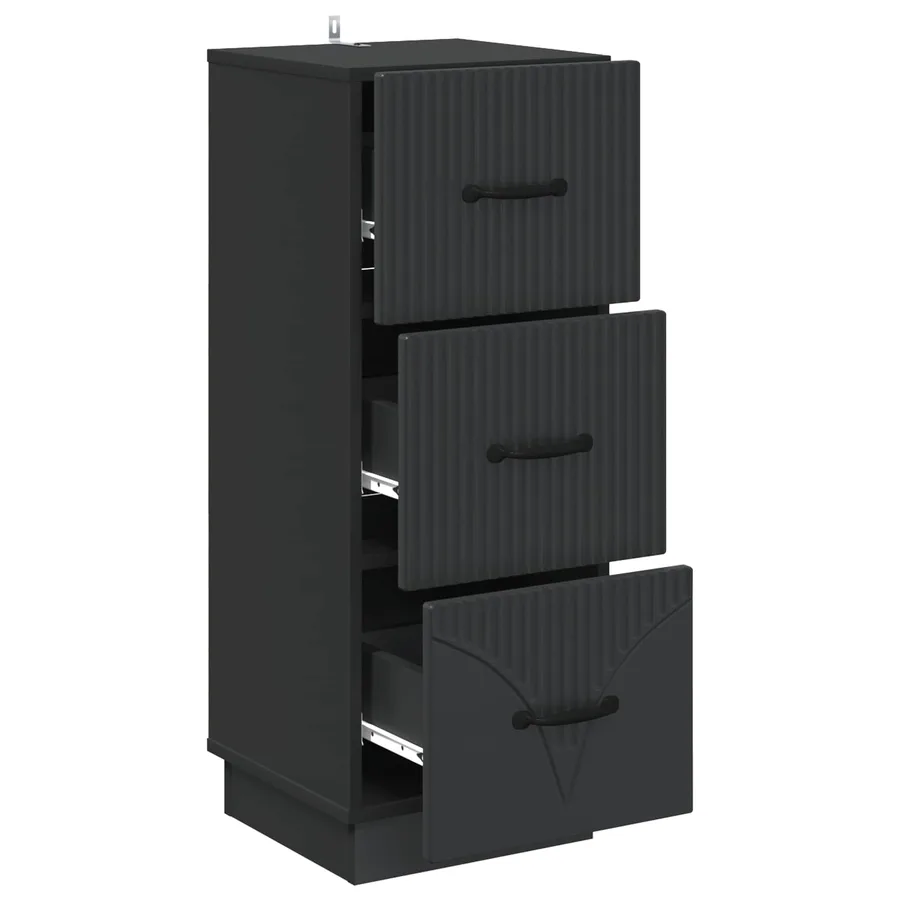 Armoire à tiroirs Noir 33 x 34,5 x 87 cm Bois d'ingénierie - 6