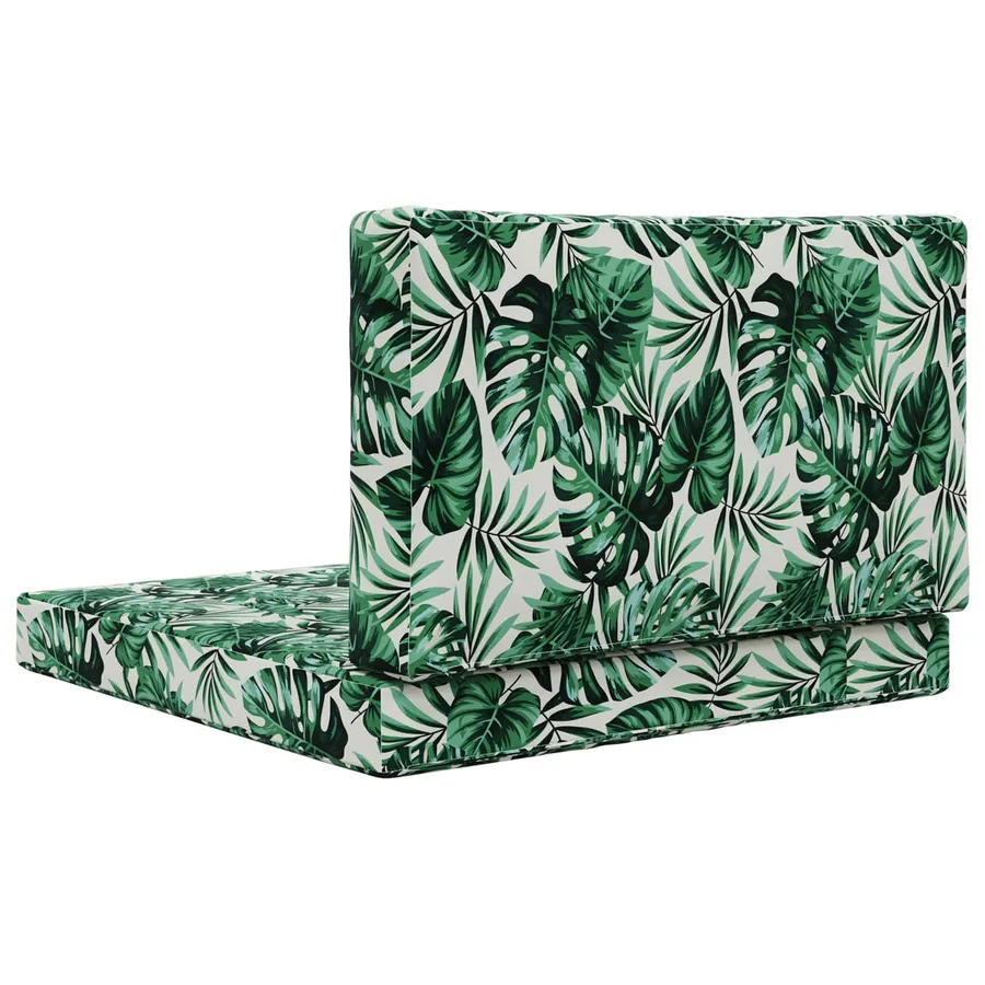 Coussin de canapé d'extérieur 2 pcs Motif feuille Polyester - 7