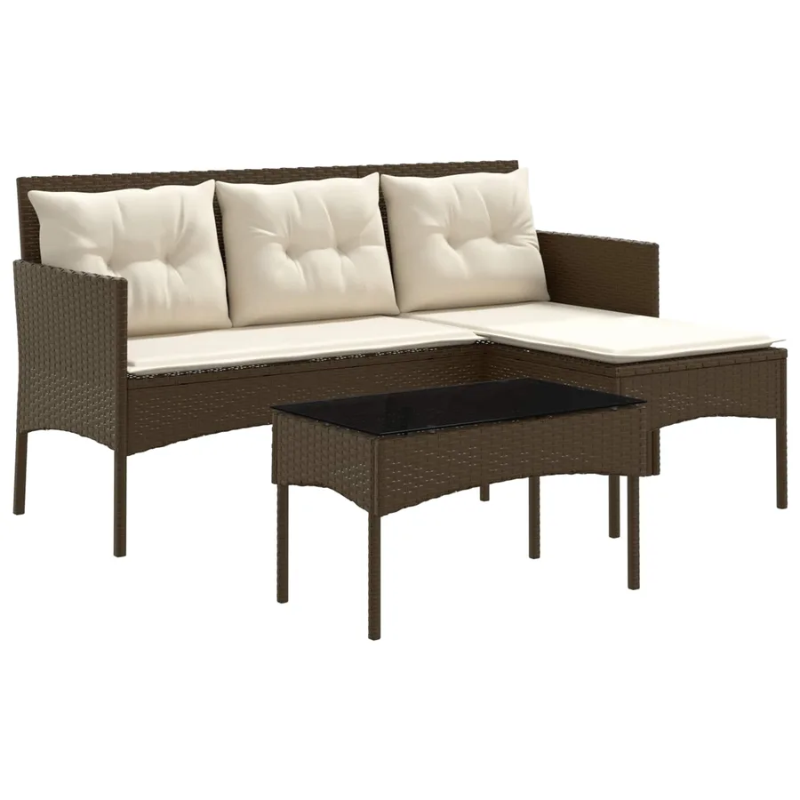 Ensemble de canapé de jardin avec coussin 2 pcs polyrotin - 2