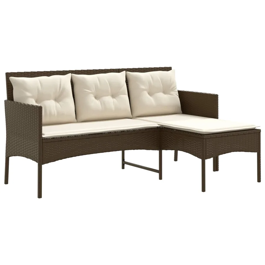 Ensemble de canapé de jardin avec coussin 2 pcs polyrotin - 5