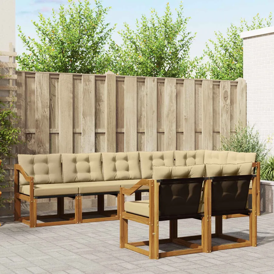 Ensemble de canapés d'extérieur 8 pcs Naturel et Beige