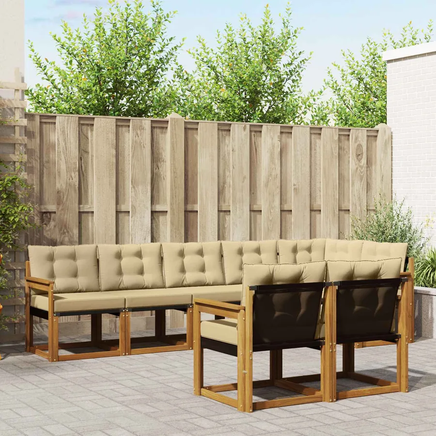 Ensemble de canapés d'extérieur 8 pcs Naturel et Beige