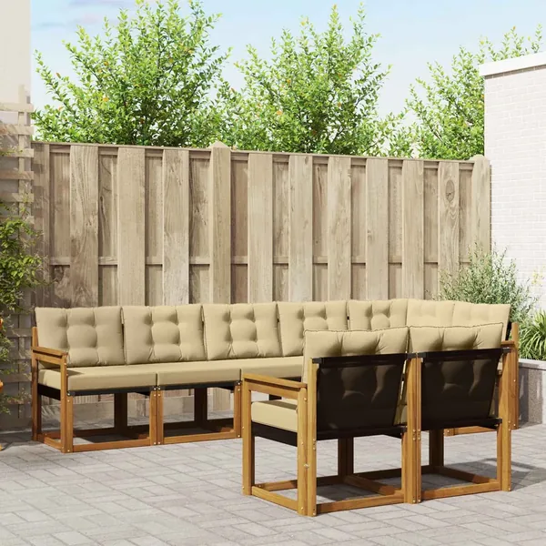 Ensemble de canapés d'extérieur 8 pcs Naturel et Beige