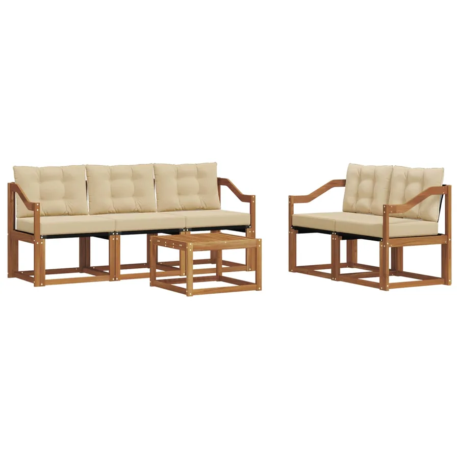 Ensemble de canapés d'extérieur 6 pcs Naturel et Beige - 2