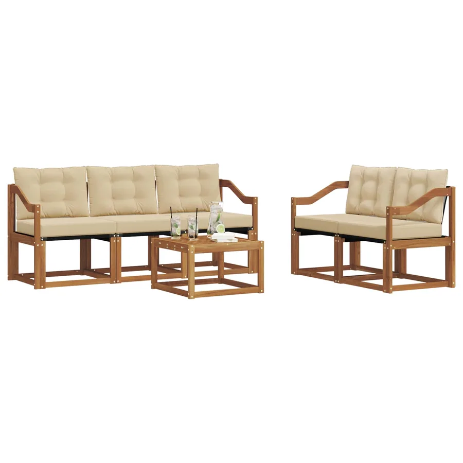 Ensemble de canapés d'extérieur 6 pcs Naturel et Beige - 3