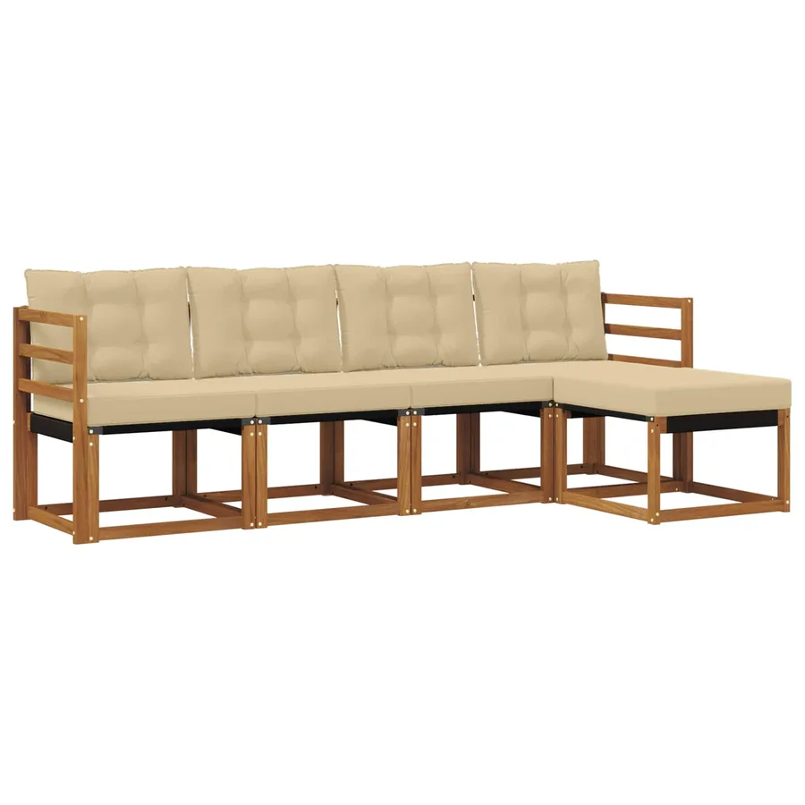 Ensemble de canapés d'extérieur 5 pcs Naturel et Beige - 2