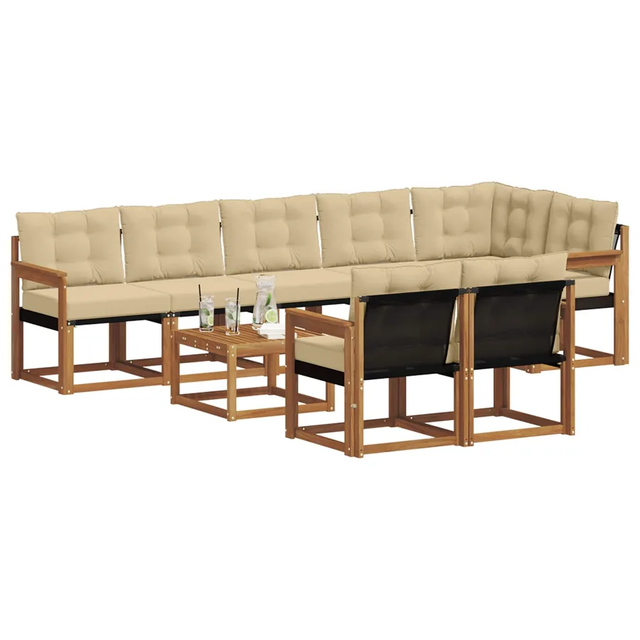 Ensemble de canapés d'extérieur 9 pcs Naturel et Beige - 3