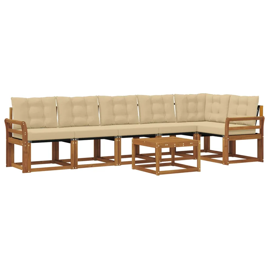 Ensemble de canapés d'extérieur 7 pcs Naturel et Beige - 2