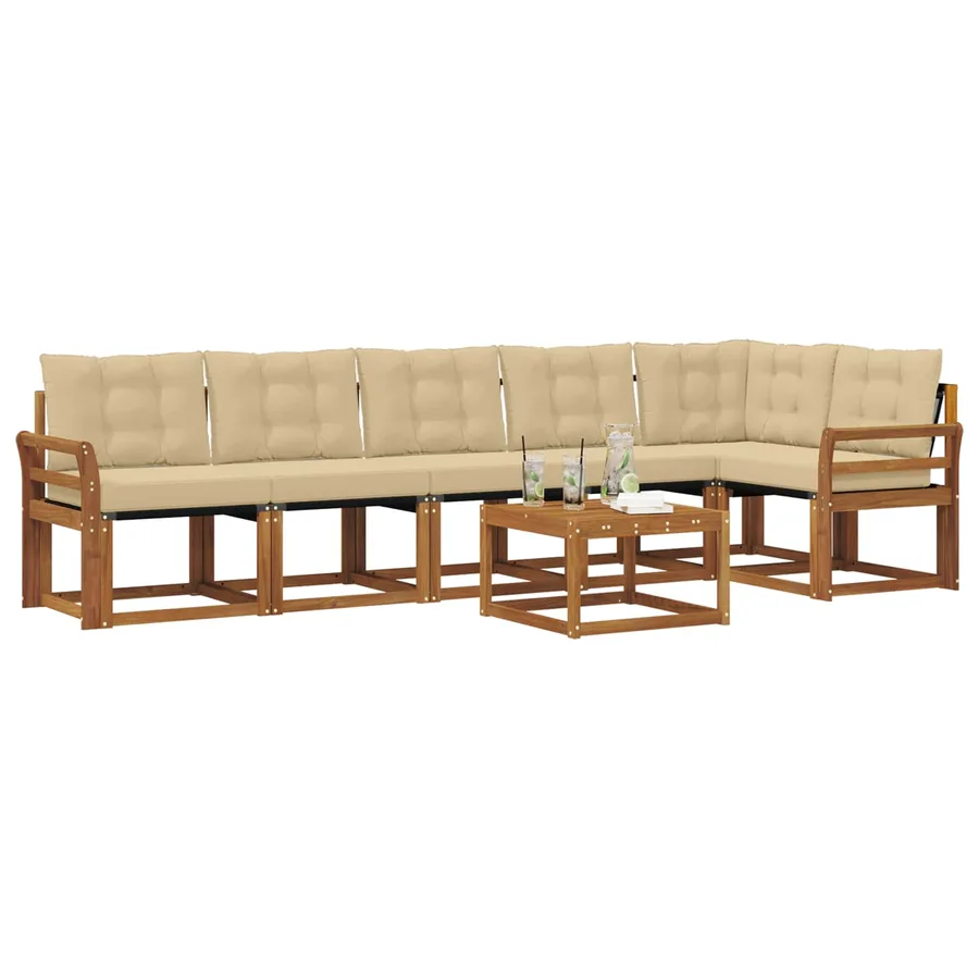 Ensemble de canapés d'extérieur 7 pcs Naturel et Beige - 3