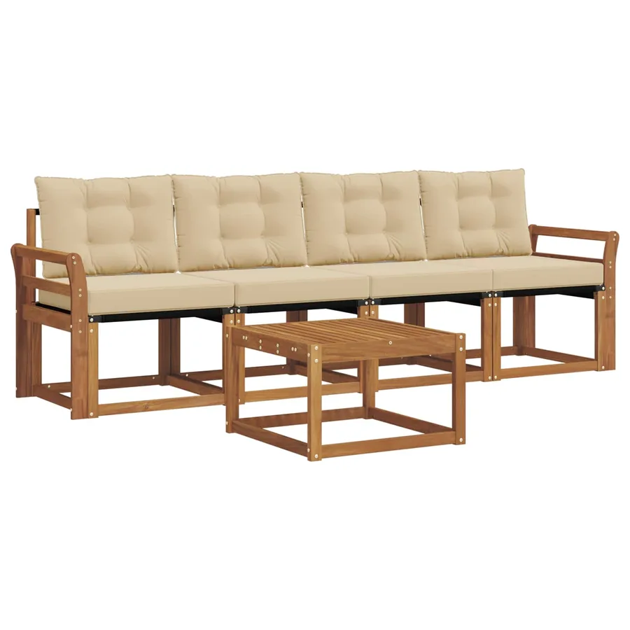Ensemble de canapés d'extérieur 5 pcs Naturel et Beige - 2