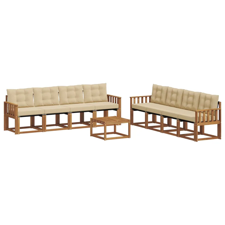 Ensemble de canapés d'extérieur 9 pcs Naturel et Beige - 2
