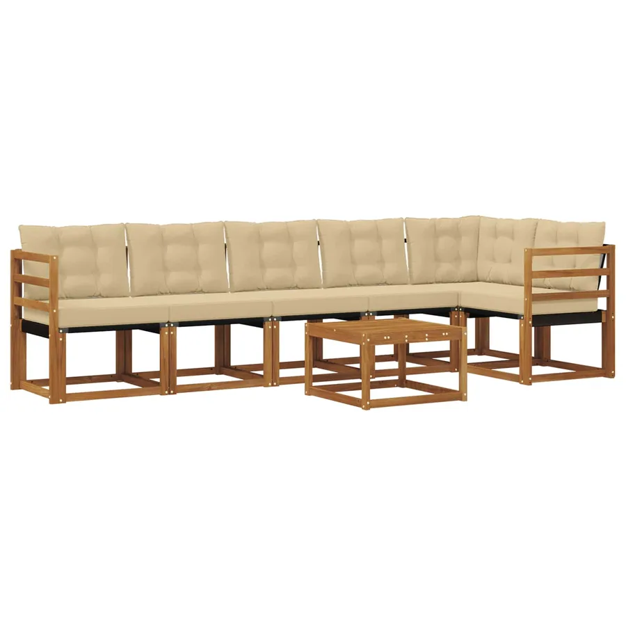 Ensemble de canapés d'extérieur 7 pcs Naturel et Beige - 2
