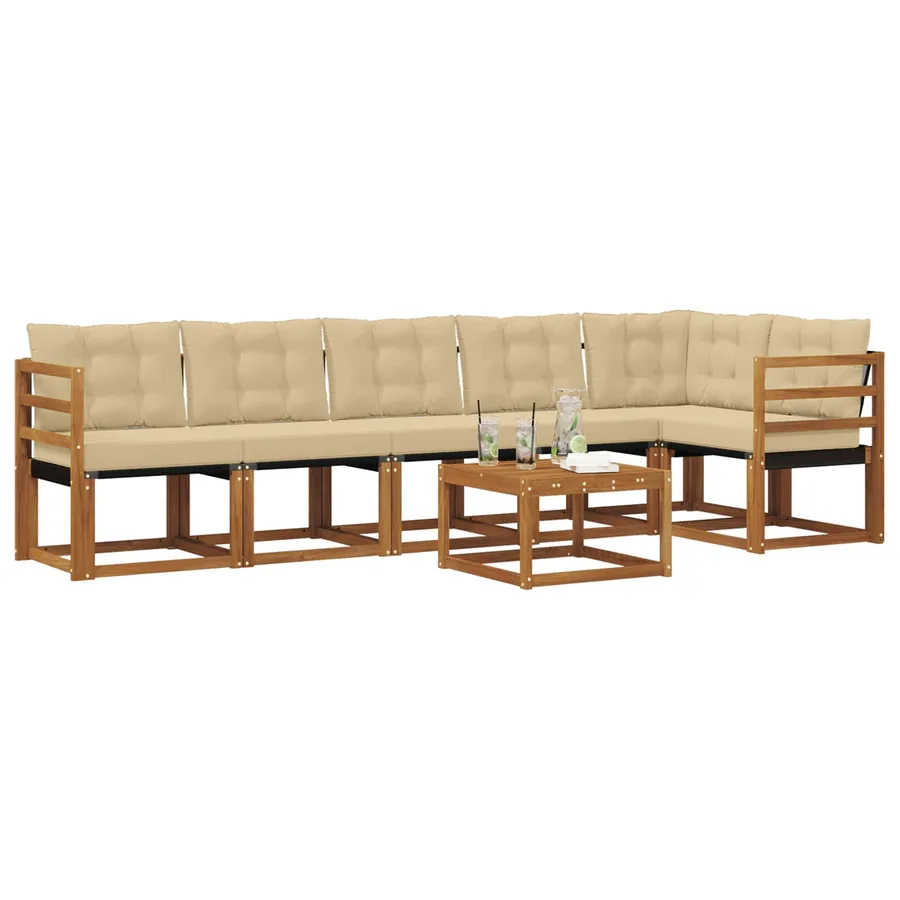 Ensemble de canapés d'extérieur 7 pcs Naturel et Beige - 3