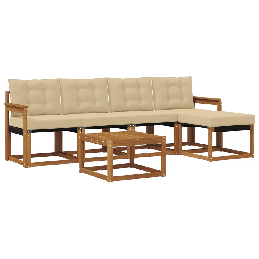 Ensemble de canapés d'extérieur 6 pcs Naturel et Beige - 2