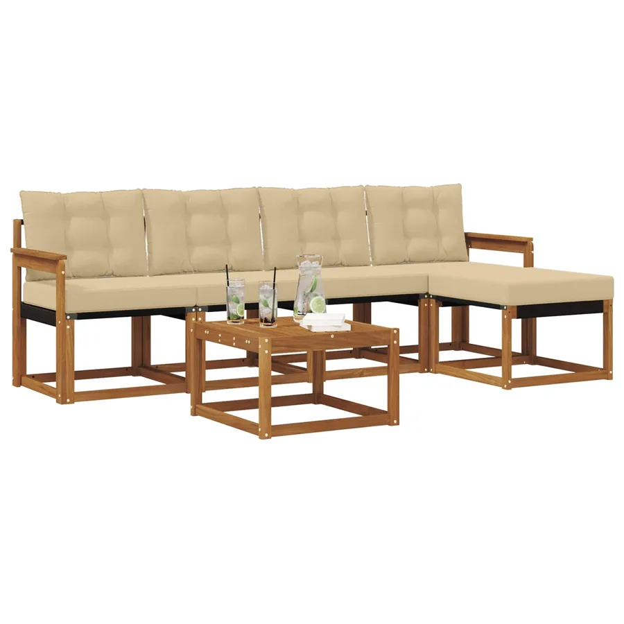Ensemble de canapés d'extérieur 6 pcs Naturel et Beige - 3