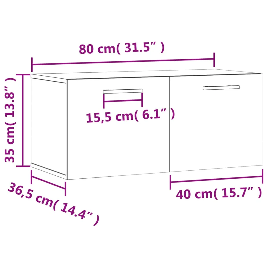 Armoire murale gris béton 80x36,5x35 cm bois d'ingénierie - 12