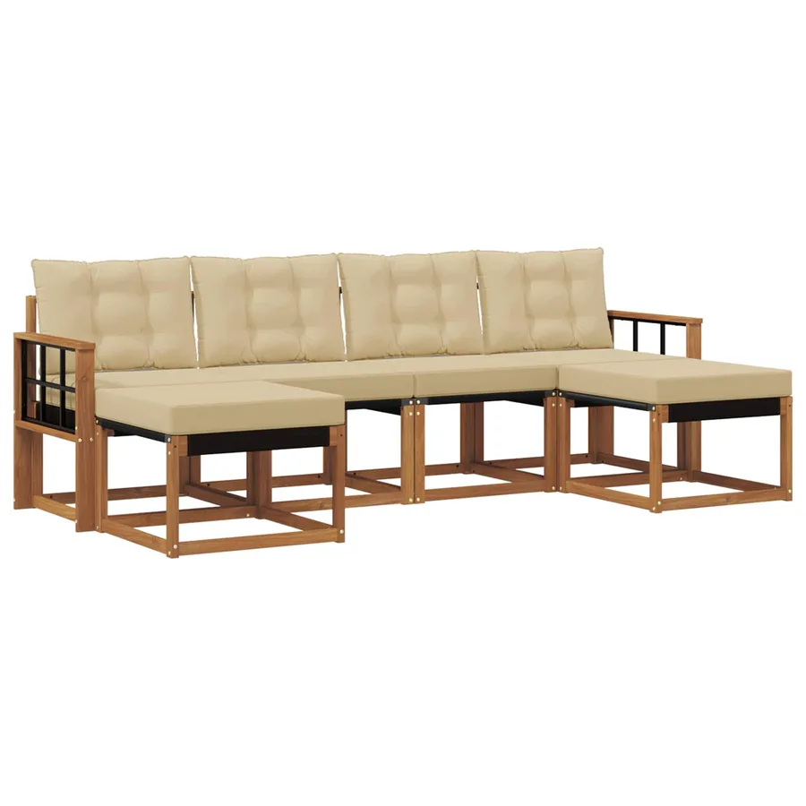Ensemble de canapés d'extérieur 6 pcs Naturel et Beige - 2