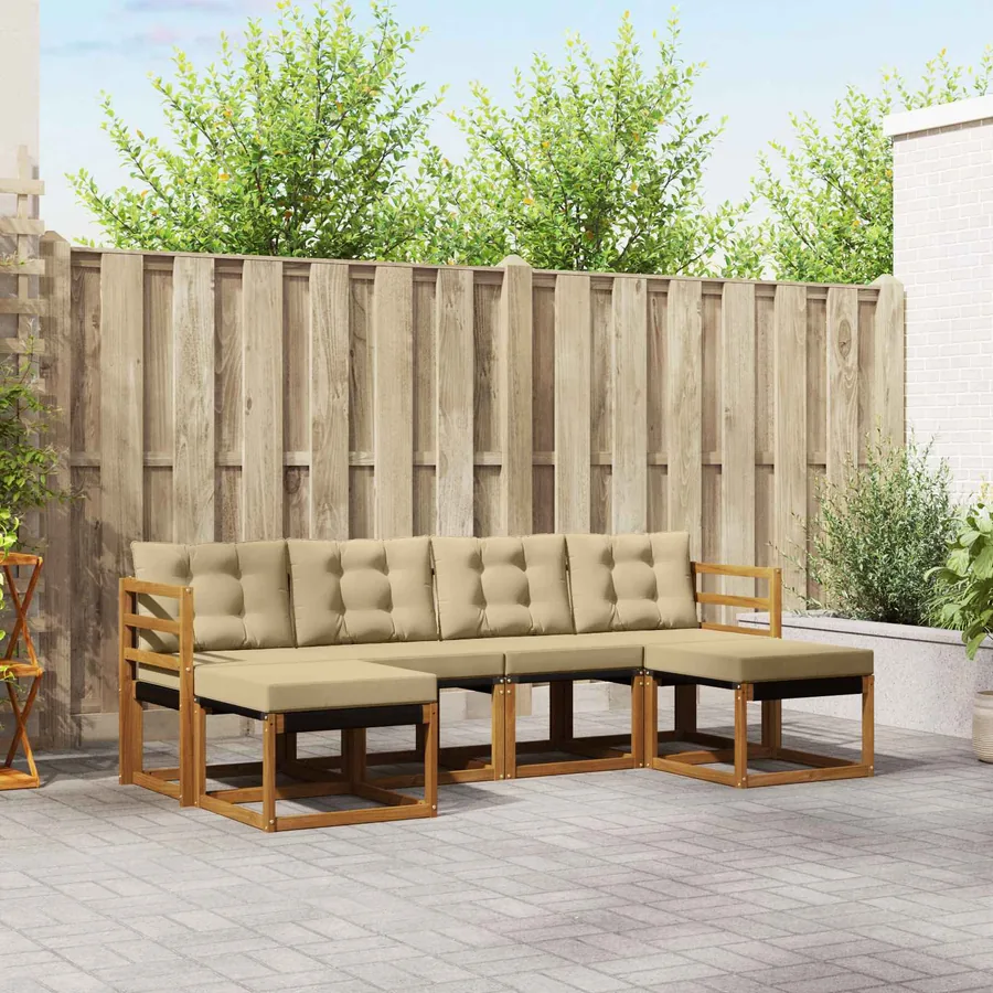 Ensemble de canapés d'extérieur 6 pcs Naturel et Beige