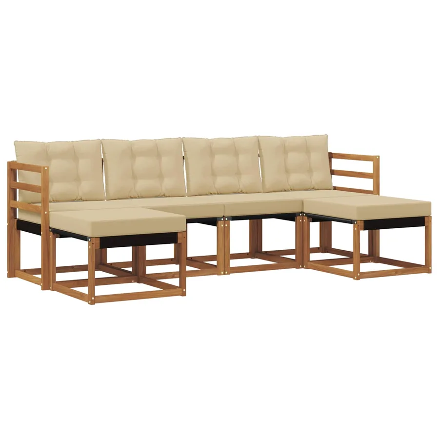 Ensemble de canapés d'extérieur 6 pcs Naturel et Beige - 2