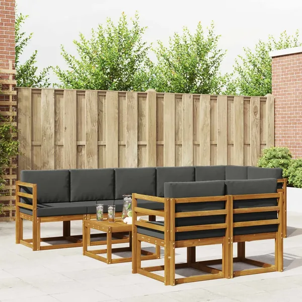 Ensemble de canapés d'extérieur 9 pcs Naturel et Anthracite