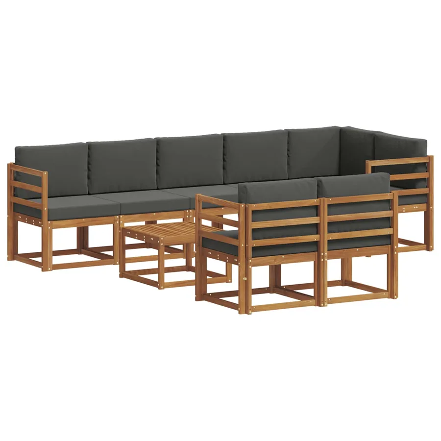 Ensemble de canapés d'extérieur 9 pcs Naturel et Anthracite - 2