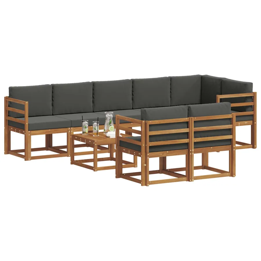 Ensemble de canapés d'extérieur 9 pcs Naturel et Anthracite - 3