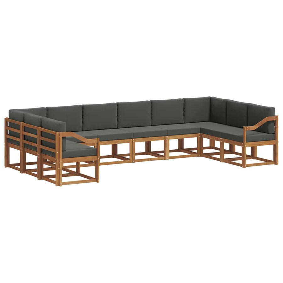 Ensemble de canapés d'extérieur 10 pcs Naturel et Anthracite - 2