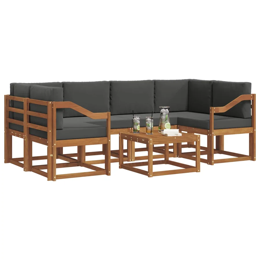 Ensemble de canapés d'extérieur 7 pcs Naturel et Anthracite - 3