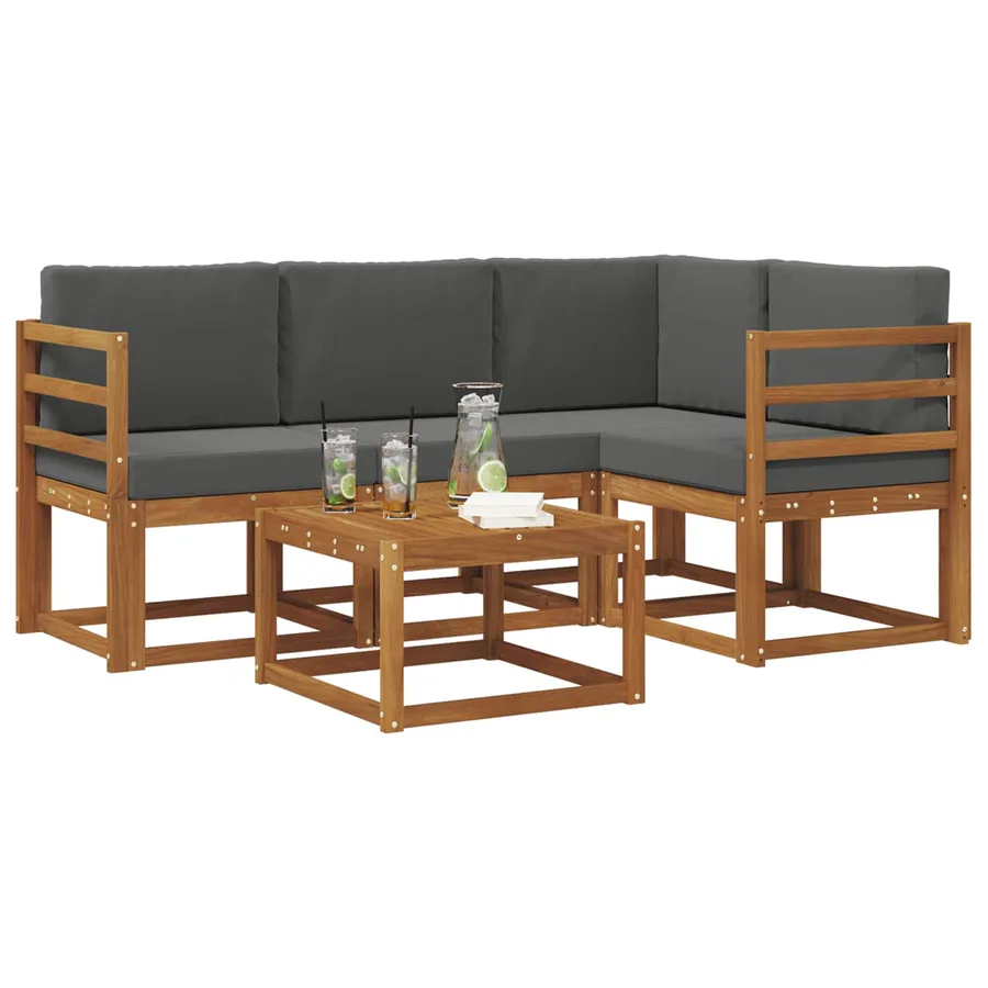 Ensemble de canapés d'extérieur 5 pcs Naturel et Anthracite - 3