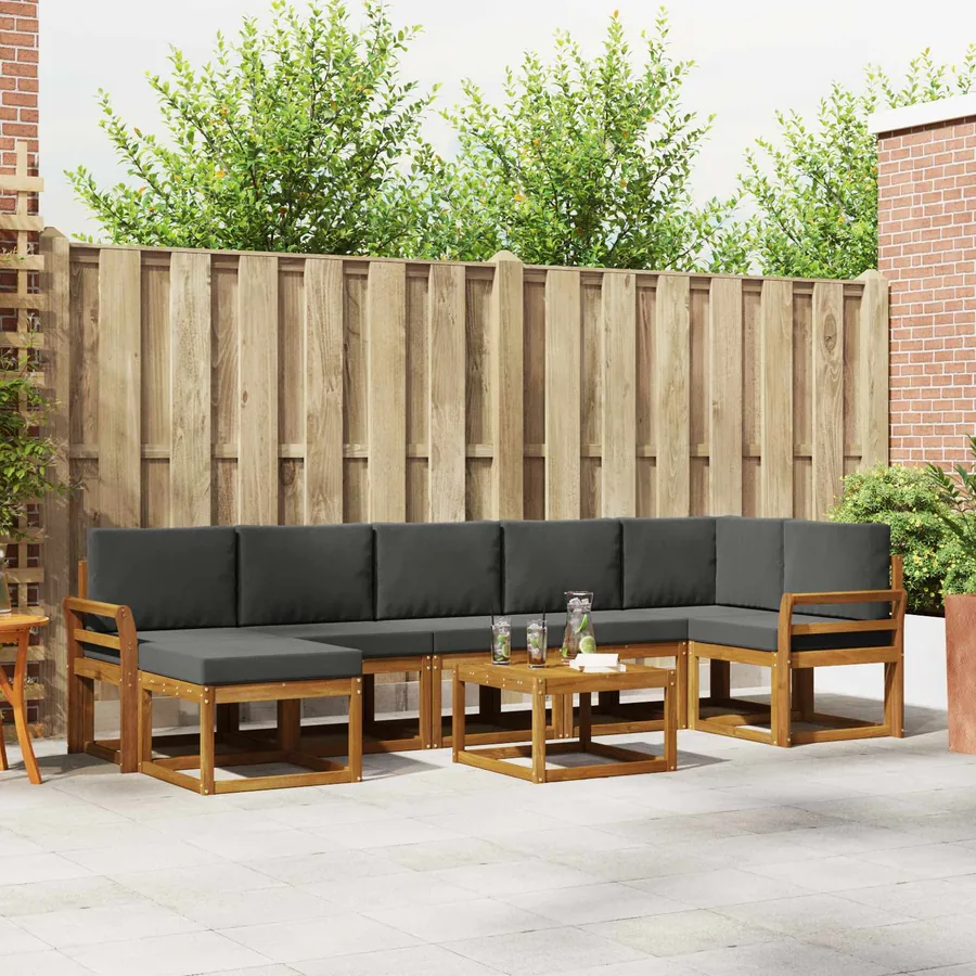 Ensemble de canapés d'extérieur 8 pcs Naturel et Anthracite