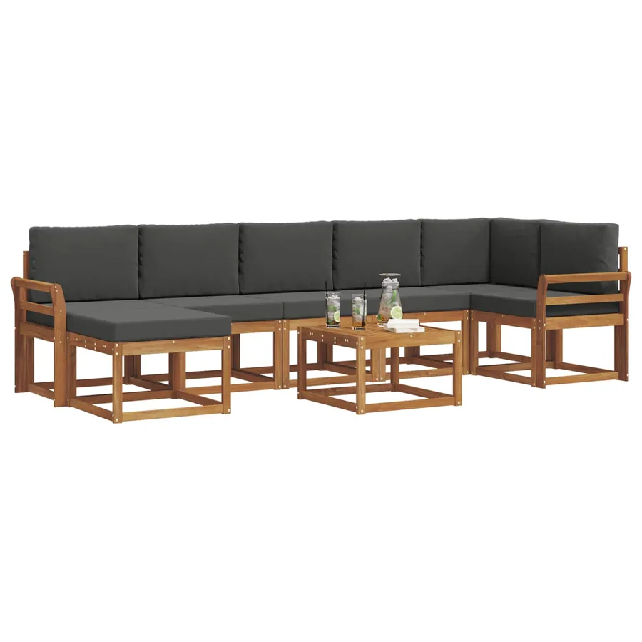 Ensemble de canapés d'extérieur 8 pcs Naturel et Anthracite - 3