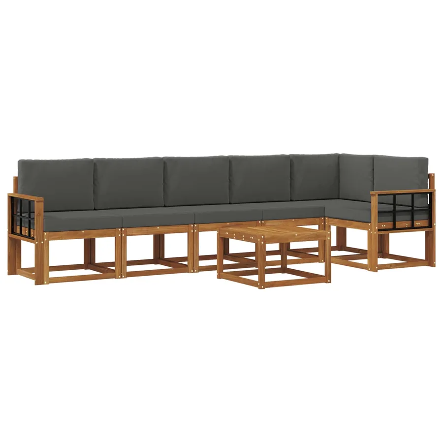 Ensemble de canapés d'extérieur 7 pcs Naturel et Anthracite - 2