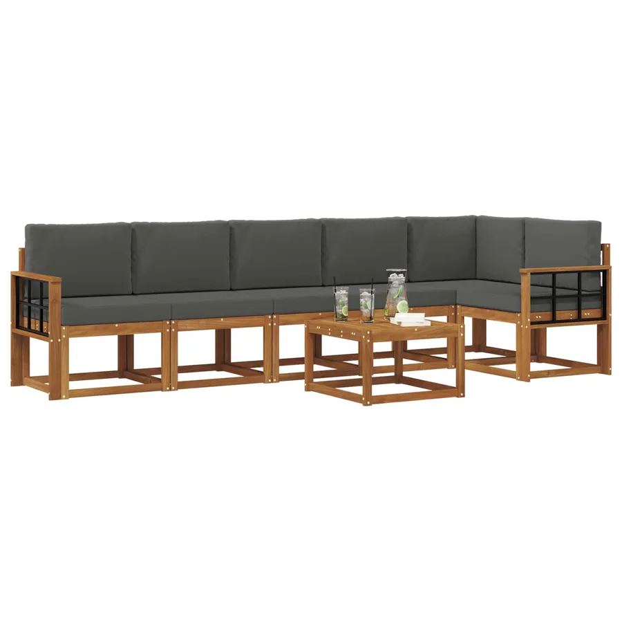 Ensemble de canapés d'extérieur 7 pcs Naturel et Anthracite - 3