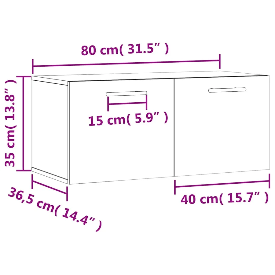 Armoire murale blanc 80x36,5x35 cm bois d'ingénierie - 12