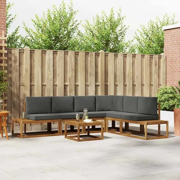 Ensemble de canapés d'extérieur 7 Pièce Naturel et Anthracite