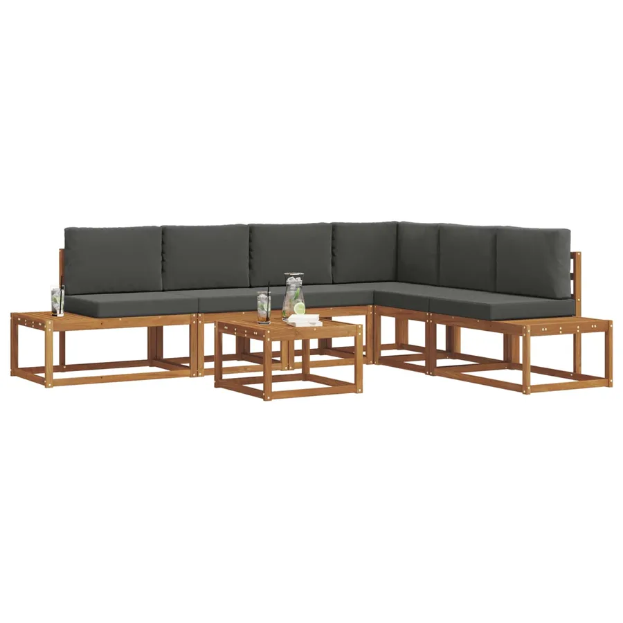 Ensemble de canapés d'extérieur 7 Pièce Naturel et Anthracite - 3